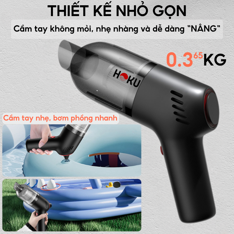 Máy Hút Bụi Cầm Tay Mini không Dây HOKU Đa Năng, Hút Bụi Giường,Ô tô Lực Hút Siêu Mạnh 20.000PA Thiết Kế Nhỏ Gọn MHB02