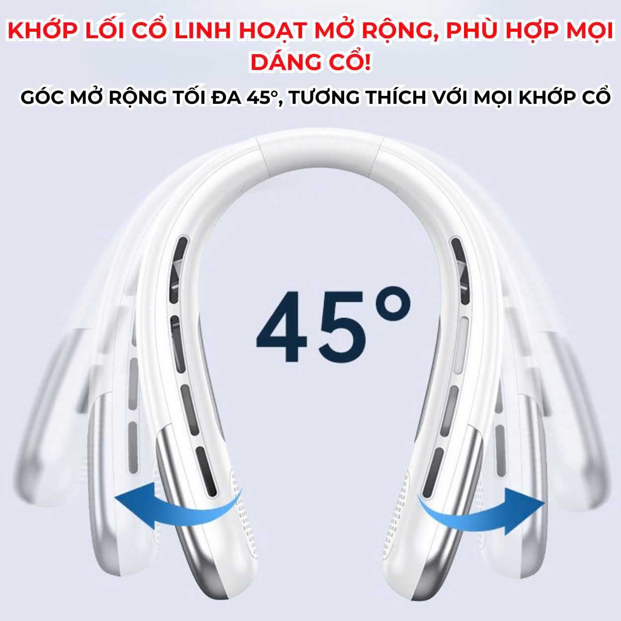 Quạt Đeo Cổ Làm Mát 360 Độ HOKU, 5 Mức Độ Gió, Pin 2400mAh, Sạc Điện, Nhỏ Gọn, Tiện Lợi - QDC05