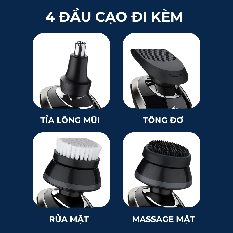 Máy Cạo Râu Mini HOKU Đa Năng 3 Lưỡi Kép, Màn Hình LED, Sạc Nhanh 2 Giờ, Chống Thấm Nước - MCR01