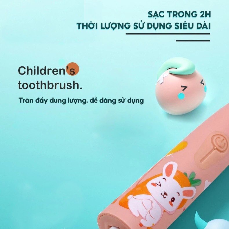 Bàn Chải Điện Cho Bé HOKU 4 Chế Độ, Đánh Sạch Răng, Chải Tự Động, Lông Bàn Chải Mềm Mại - BCD05