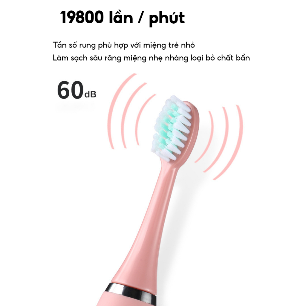 Bàn Chải Điện Cho Bé HOKU 4 Chế Độ, Đánh Sạch Răng, Chải Tự Động, Lông Bàn Chải Mềm Mại - BCD05