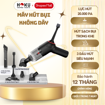 Máy Hút Bụi Cầm Tay Mini không Dây HOKU Đa Năng, Hút Bụi Giường,Ô tô Lực Hút Siêu Mạnh 20.000PA Thiết Kế Nhỏ Gọn MHB02