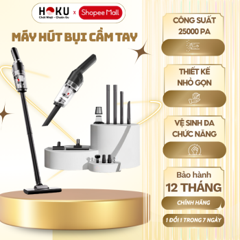 Máy Hút Bụi Cầm Tay Mini Không Dây HOKU Hút Bụi Giường, Ô Tô Lực Hút Siêu Mạnh 20.000PA - MHB03